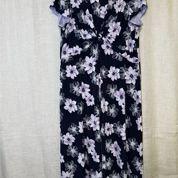 Jessica Howard Navy Blue Dress with Purple and White Flowers size 14W - Picture 12 of 12